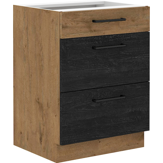 Szafka dolna stojąca 3 szuflady 60 D 3S VIGO DARK Podstawowe