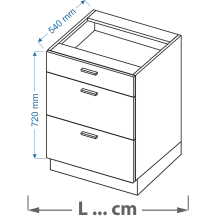 Szafka dolna stojąca 3 szuflady DS …/3 VELLA Podstawowe