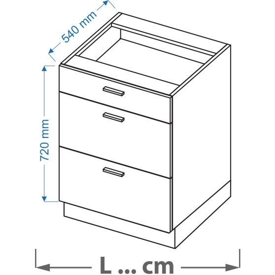Szafka dolna stojąca 3 szuflady DS …/3 VELLA Podstawowe