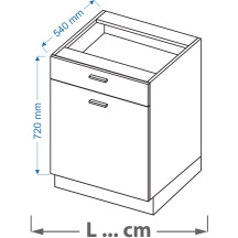 Szafka dolna stojąca 1 drzwi 1 szuflada DS .../1 VELLA Podstawowe