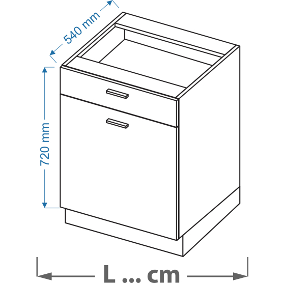 Szafka dolna stojąca 1 drzwi 1 szuflada DS .../1 VELLA Podstawowe