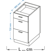Szafka wyspowa 3 szuflady DSW .../3 VELLA Podstawowe