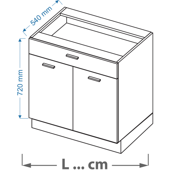 Szafka dolna stojąca 2 drzwi 1 szuflada DS .../1 P/L VELLA Podstawowe