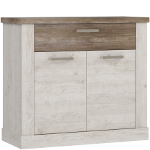 Komoda z szufladą i 2 szafkami DURK224-T75 Pinia Biała / Dąb Antyczny DURO Podstawowe