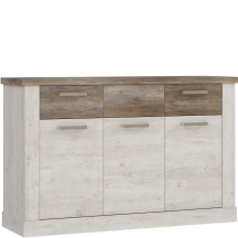 Komoda 3 szuflady 3 szafki DURK233-T75 Pinia Biała / Dąb Antyczny DURO Podstawowe