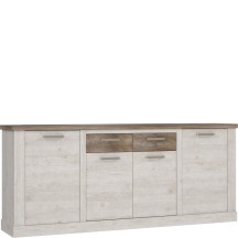 Komoda 2 szuflady 4 szafki DURK241-T75 Pinia Biała / Dąb Antyczny DURO Podstawowe