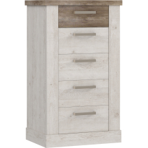 Komoda 5 szuflad DURK411-T75 Pinia Biała / Dąb Antyczny DURO Podstawowe