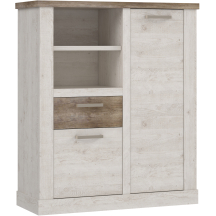 Komoda z szufladą i 2 szafkami DURK321R-T75 Pinia Biała / Dąb Antyczny DURO Podstawowe