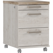 Kontener biurowy z zamkiem na kółkach DURC012-T75 Pinia Biała / Dąb Antyczny DURO Podstawowe