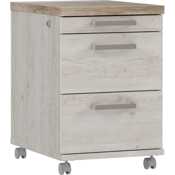 Kontener biurowy z zamkiem na kółkach DURC012-T75 Pinia Biała / Dąb Antyczny DURO Podstawowe