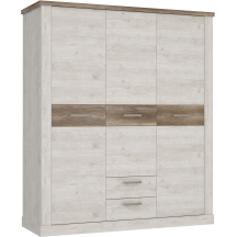 Szafa ubraniowa 3 drzwi 2 szuflady DURS931-T75 Pinia Biała / Dąb Antyczny DURO Podstawowe
