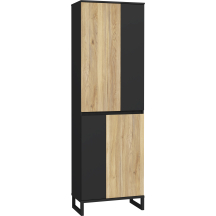 Szafa ubraniowa 4-drzwiowa QXLS721-M733 Czarny / Dąb Mauvella QUAYLE Podstawowe