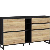 Szafka na buty 3 szafki 2 szuflady Lewa QXLK223L-M733 Czarny / Dąb Mauvella QUAYLE Podstawowe