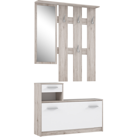 Przedpokój FOXI FOXD011-T19F Dąb Piaskowy / Biały Podstawowe