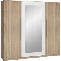 Szafa 4-drzwiowa z lustrem HELEN Dąb Sonoma / Biały Uni HLNS84-Q45F Podstawowe