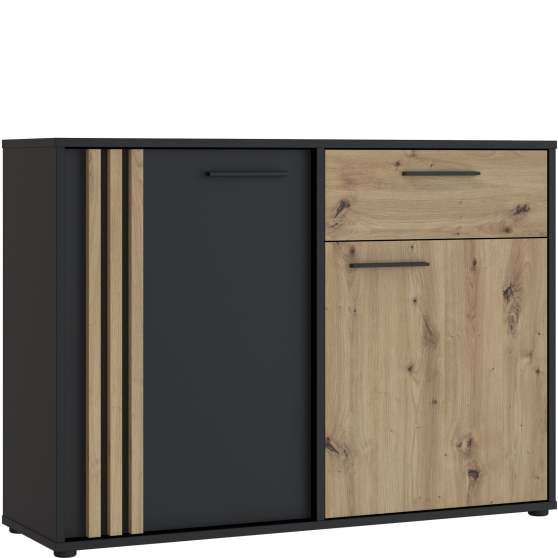 Komoda 1 szuflada 2 drzwi CDGK222-M624 Dąb Artisan / Czarny CARDIGAN Podstawowe