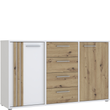 Komoda 4 szuflady 2 szafki CDGK231-C881 Dąb Artisan / Biały CARDIGAN Podstawowe