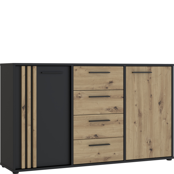 Komoda 4 szuflady 2 szafki CDGK231-M624 Dąb Artisan / Czarny CARDIGAN Podstawowe