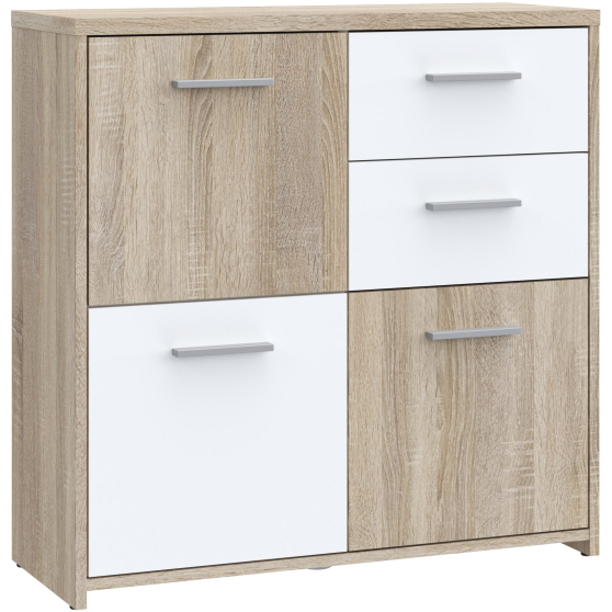 Komoda 2 szuflady 3 szafki QDRK15-Q45F Dąb Sonoma / Biały Uni QUADRO Podstawowe