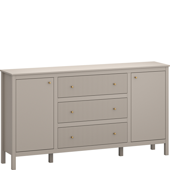 Komoda 2-drzwiowa z szufladami Taupe KLEO Podstawowe