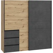 Szafa przesuwna 2-drzwiowa 200 cm W2QS323E71-C752 Dąb Artisan / Beton Ciemnoszary WINN 2 Podstawowe