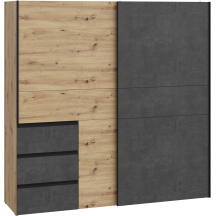 Szafa przesuwna 2-drzwiowa 200 cm W2QS323E71-C752 Dąb Artisan / Beton Ciemnoszary WINN 2 Podstawowe