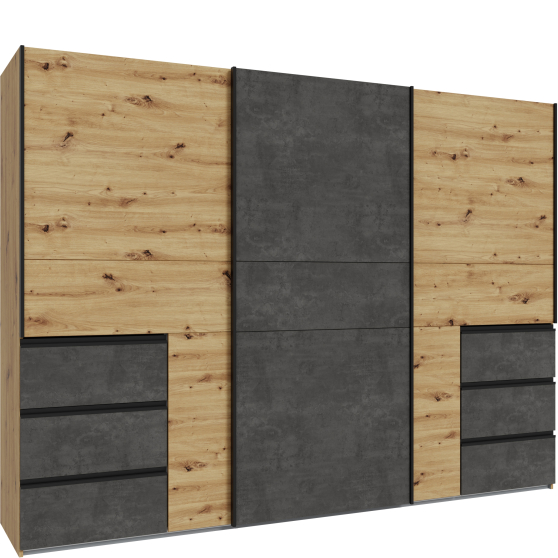 Szafa ubraniowa przesuwna 3-drzwiowa W2QS13331-C752 Dąb Artisan / Beton Ciemnoszary WINN 2 Podstawowe Szafa ubraniowa przesuwna 3-drzwiowa W2QS13331-C752 Dąb Artisan / Beton Ciemnoszary WINN 2 Podstawowe