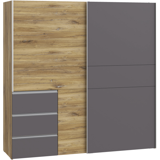 Szafa przesuwna 2-drzwiowa 200 cm W2QS323E71-M629 Dąb Artisan / Beton Ciemnoszary WINN 2 Podstawowe