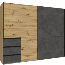 Szafa przesuwna 2-drzwiowa W2QS52331-C752 Dąb Artisan / Beton Ciemnoszary WINN 2 Podstawowe