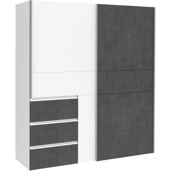 Szafa ubraniowa przesuwna 2-drzwiowa W2QS823E71-C594 Biały / Beton Ciemoszary WINN 2 Podstawowe