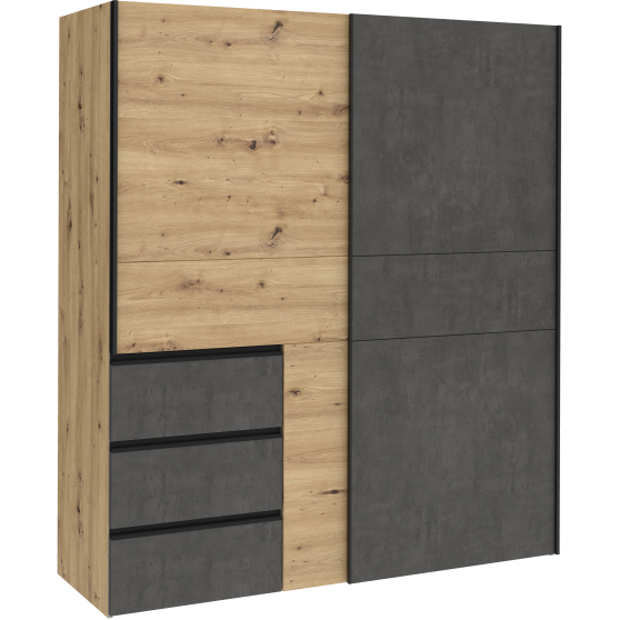 Szafa ubraniowa przesuwna 2-drzwiowa W2QS823E71-C752 Dąb Artisan / Beton Ciemoszary WINN 2 Podstawowe