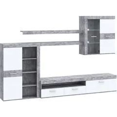 Meblościanka ZUMBA z oświetleniem Beton Jasny / Biały ZMBM01LB-C251 ZUMBA Podstawowe