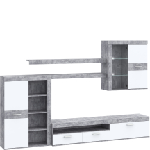 Meblościanka ZUMBA z oświetleniem Beton Jasny / Biały ZMBM01LB-C251 ZUMBA Podstawowe