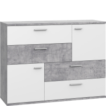 Komoda 4 szuflady 2 szafki SKIVE Biały / Beton Jasny SKVK46-C251 Podstawowe