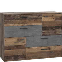 Komoda 4 szuflady 2 szafki SKIVE Beton Ciemnoszary / Old-Wood Vintage SKVK46-C754N Podstawowe