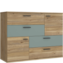 Komoda 4 szuflady 2 szafki SKIVE Szałwia / Dąb Artisan SKVK46-M748 Podstawowe