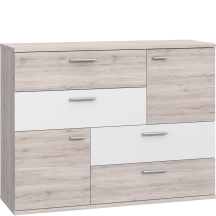 Komoda 4 szuflady 2 szafki SKIVE Dąb Piaskowy / Biały SKVK46-P79 Podstawowe