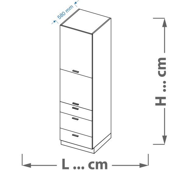 Szafka dolna wysoka słupek 2 drzwi 3 szuflady SPD .../3/... VELLA Podstawowe