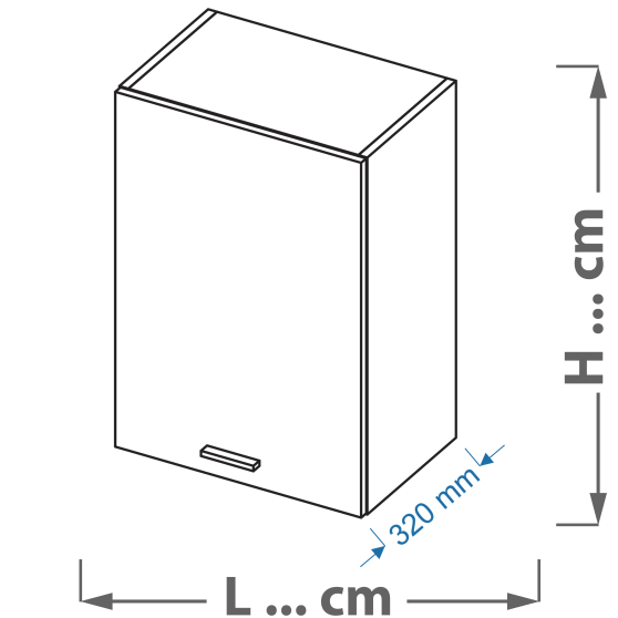 Szafka górna wisząca 1 drzwi W .../… VELLA Podstawowe