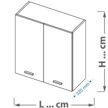 Szafka górna wisząca 2 drzwi W .../… P/L VELLA Podstawowe