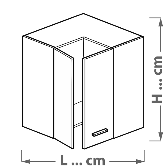Szafka górna wisząca narożna 2 drzwi WNPP .../.../... VELLA Podstawowe