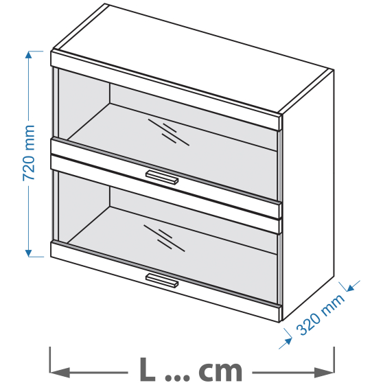 Szafka górna wisząca witryna 2 klapy WOW .../72 VELLA Podstawowe