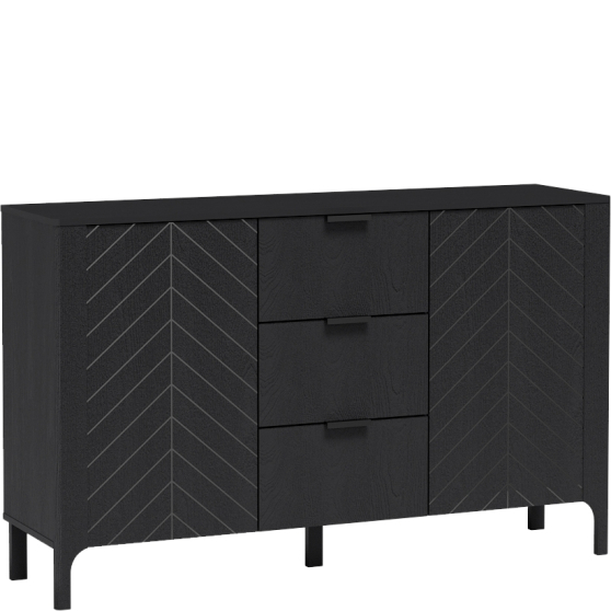Komoda MM-1 z szufladami i drzwiami 153 cm Czarna MALUMI CZARNY Podstawowe