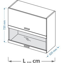 Szafka górna wisząca witryna 2 klapy WWPO .../72 VELLA Podstawowe