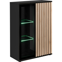 Kredens z oświetleniem Hickory Jackson / Czarny CAMERON Podstawowe