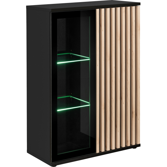 Kredens z oświetleniem Hickory Jackson / Czarny CAMERON Podstawowe