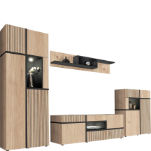 Meblościanka CROSS z oświetleniem Hickory Jackson / Czarny CROSS HICKORY JACKSON Podstawowe