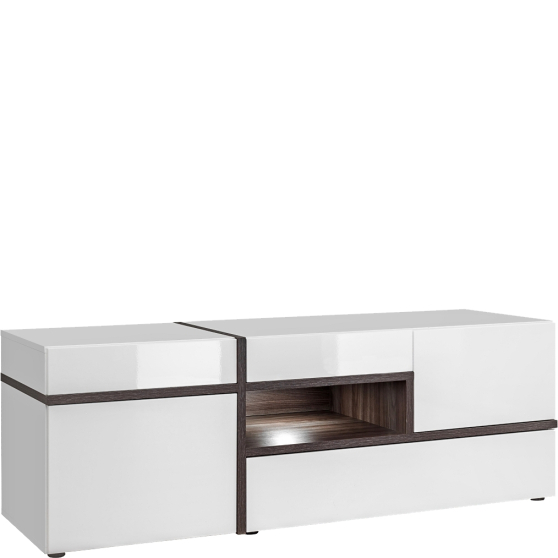 Szafka RTV z oświetleniem Biały Połysk CROSS BIAŁY POŁYSK Podstawowe