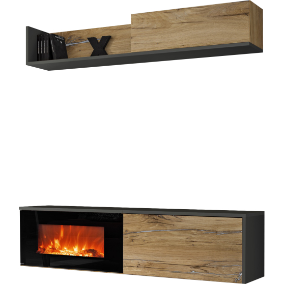 Meblościanka DALLAS E Antracyt / Dąb Flagstaff DALLAS Podstawowe