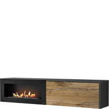 Szafka RTV z biokominkiem Antracyt / Dąb Flagstaff DALLAS Podstawowe